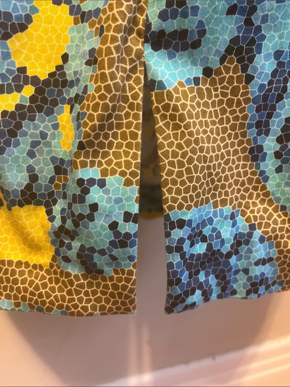 Versace Collection Mosaic Yellow,Blue and Brown Square-Neck Midi Dress - Picture 4 of 15